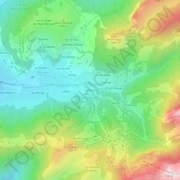 Carte topographique La Palud, altitude, relief
