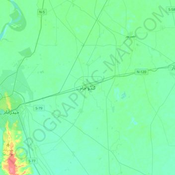 Carte topographique Tando Jam, altitude, relief