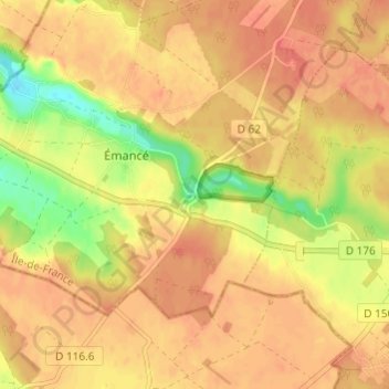 Carte topographique Sauvage, altitude, relief