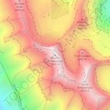 Carte topographique Mount Timpanogos, altitude, relief