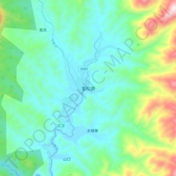 Carte topographique Lisong, altitude, relief