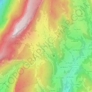 Carte topographique Le Désert d'Entremont, altitude, relief