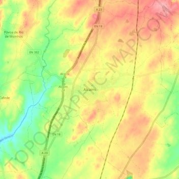Carte topographique Alcains, altitude, relief