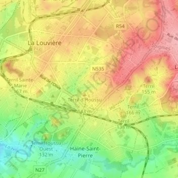 Carte topographique Houssu, altitude, relief