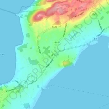 Carte topographique Logtun, altitude, relief