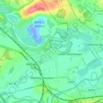 Carte topographique Mickletown, altitude, relief