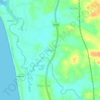 Carte topographique Pangala, altitude, relief