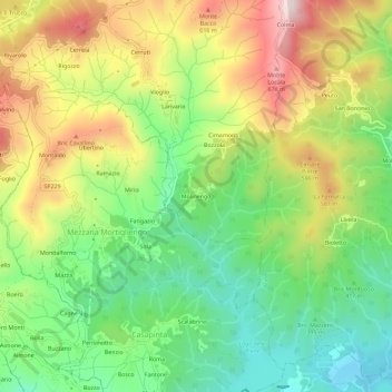 Carte topographique Molinengo, altitude, relief