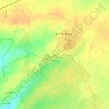 Carte topographique Les Grands Champs, altitude, relief
