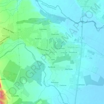Carte topographique Morta, altitude, relief