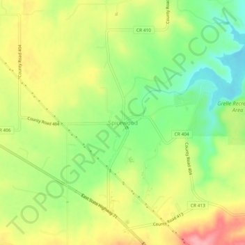 Carte topographique Spicewood, altitude, relief