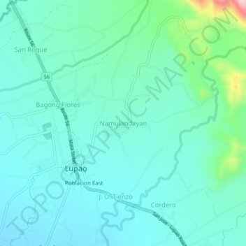 Carte topographique Namulandayan, altitude, relief