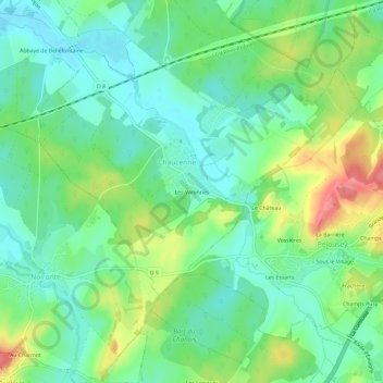 Carte topographique Les Varennes, altitude, relief