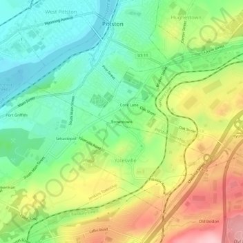 Carte topographique Browntown, altitude, relief
