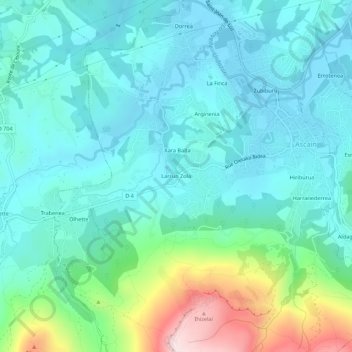 Carte topographique Larrun Zola, altitude, relief