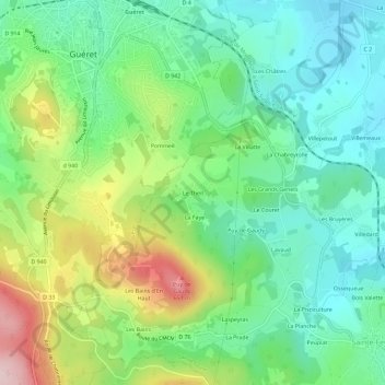 Carte topographique Le Theil, altitude, relief