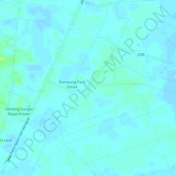 Carte topographique Kampung Baru, altitude, relief
