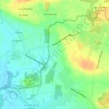 Carte topographique Le Bas Pouillé, altitude, relief