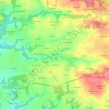 Carte topographique Kerintec, altitude, relief