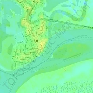 Carte topographique Parque la muralla, altitude, relief