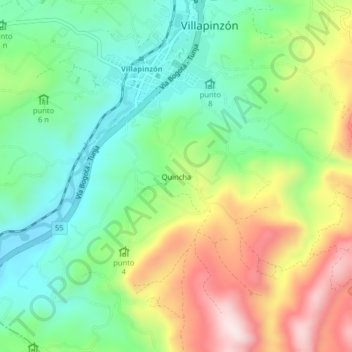 Carte topographique Quincha, altitude, relief