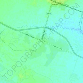 Carte topographique Budbud, altitude, relief