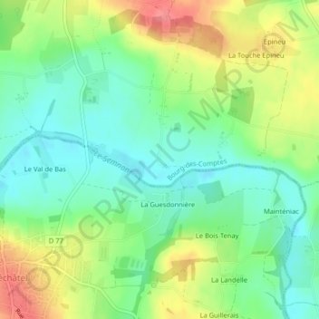 Carte topographique La Pitoulais, altitude, relief