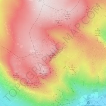 Carte topographique Pavey Ark, altitude, relief