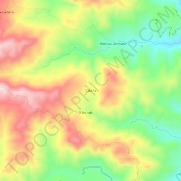 Carte topographique Bateha, altitude, relief