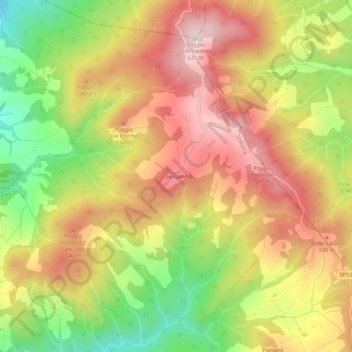 Carte topographique Sensano, altitude, relief