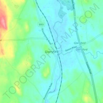 Carte topographique Glarryford, altitude, relief