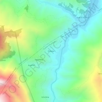 Carte topographique El Kelaa, altitude, relief
