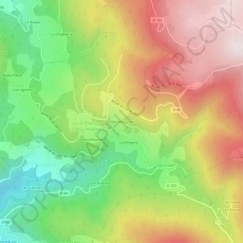 Carte topographique Chez Missonier, altitude, relief