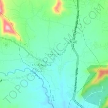 Carte topographique Shriramnagar, altitude, relief