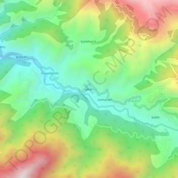 Carte topographique sakari, altitude, relief