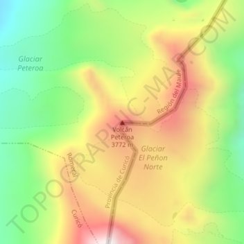 Carte topographique Volcán Peteroa, altitude, relief