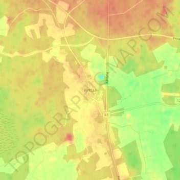 Carte topographique Virttaa, altitude, relief