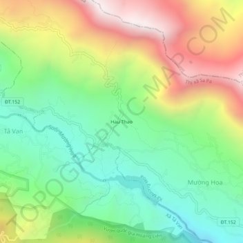 Carte topographique Hau Thao, altitude, relief