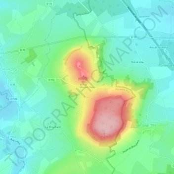 Carte topographique Maison Dieu, altitude, relief