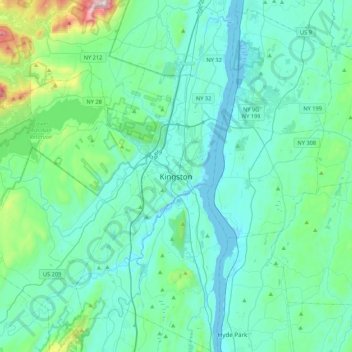 Carte topographique Kingston, altitude, relief