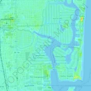 Carte topographique Rio Vista Isles, altitude, relief