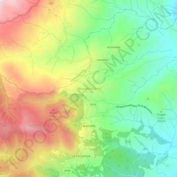 Carte topographique Montevitozzo, altitude, relief