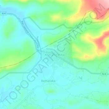 Carte topographique Andranofasika, altitude, relief