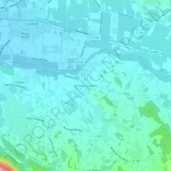 Carte topographique Le Petit Coustellet, altitude, relief