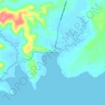 Carte topographique Del Remedio, altitude, relief