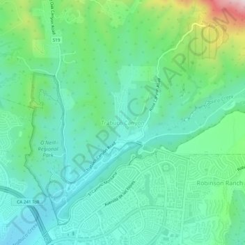 Carte topographique Trabuco Canyon, altitude, relief