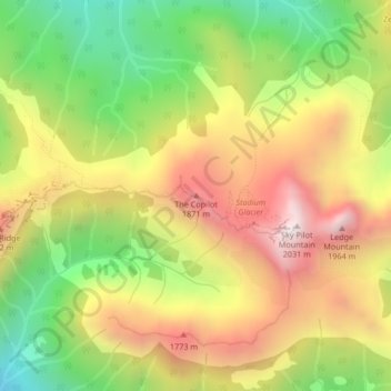 Carte topographique The Copilot, altitude, relief