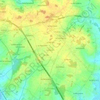 Carte topographique La Folette, altitude, relief
