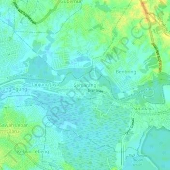 Carte topographique Semarang, altitude, relief