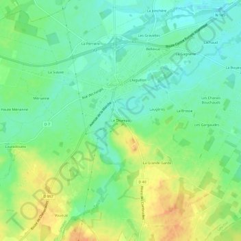 Carte topographique Le Thureau, altitude, relief